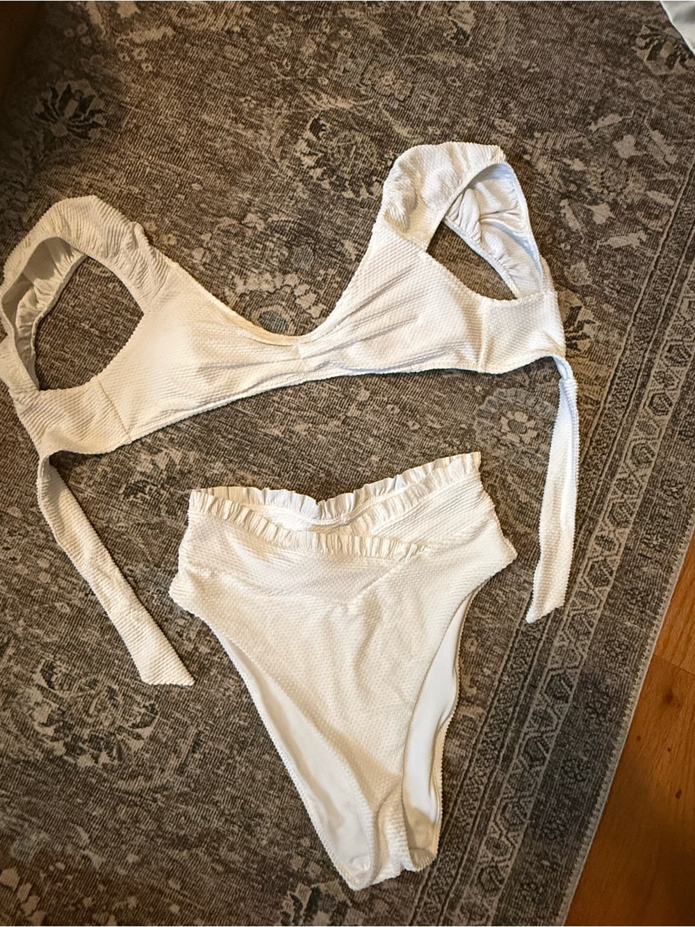Aerie White Textured Bikini Set